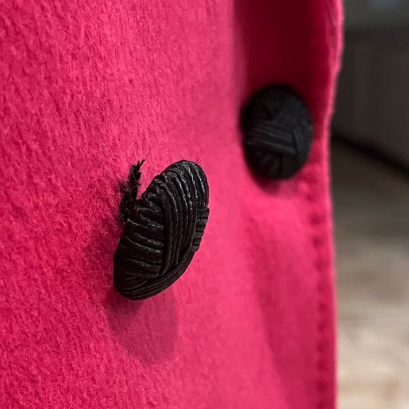 Rachel Zoe Peacoat Pink Wool Knee Length Slit Pockets Button Size XS - Picture 5 of 12